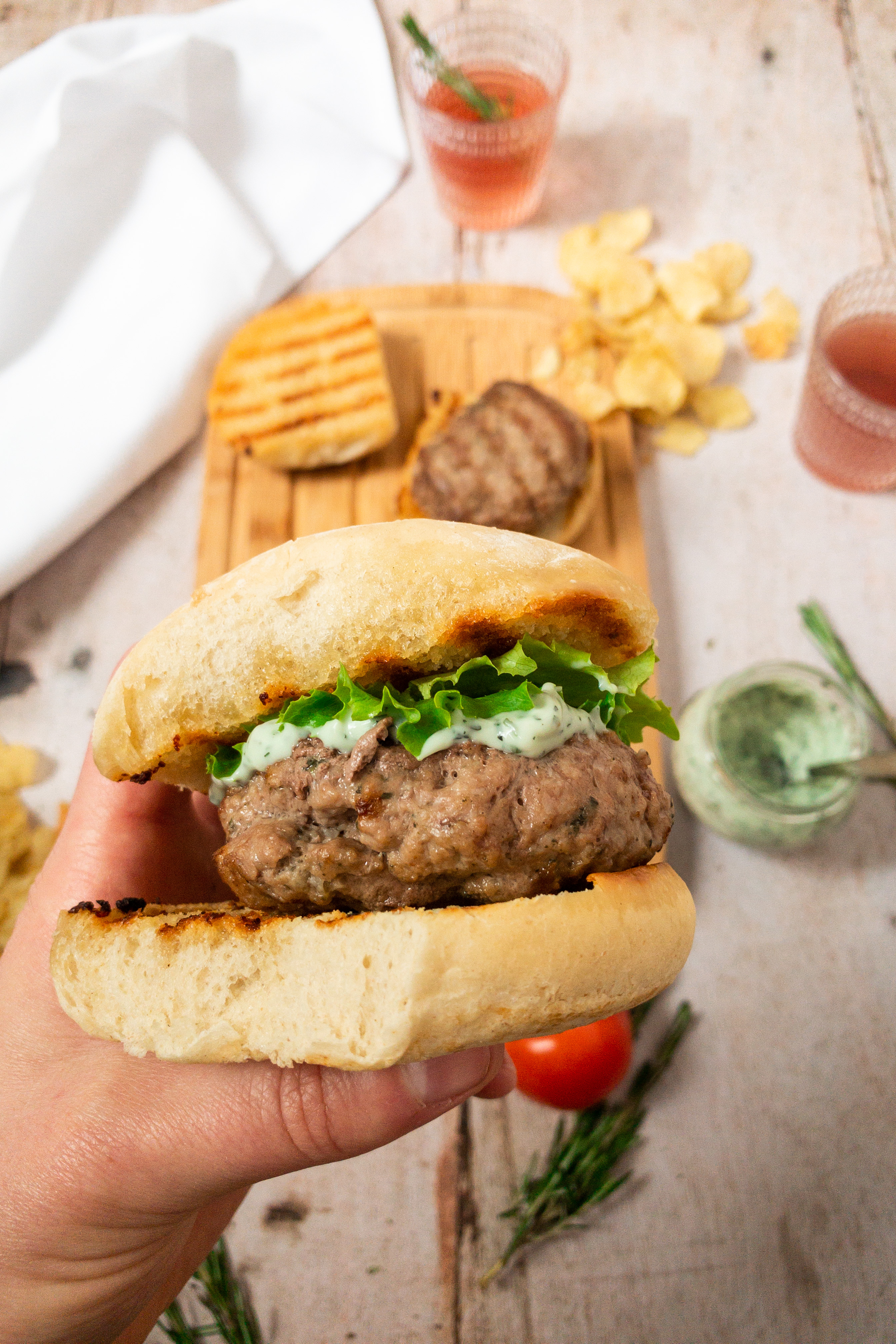 Lamb Burgers with Cheats Mint Mayo