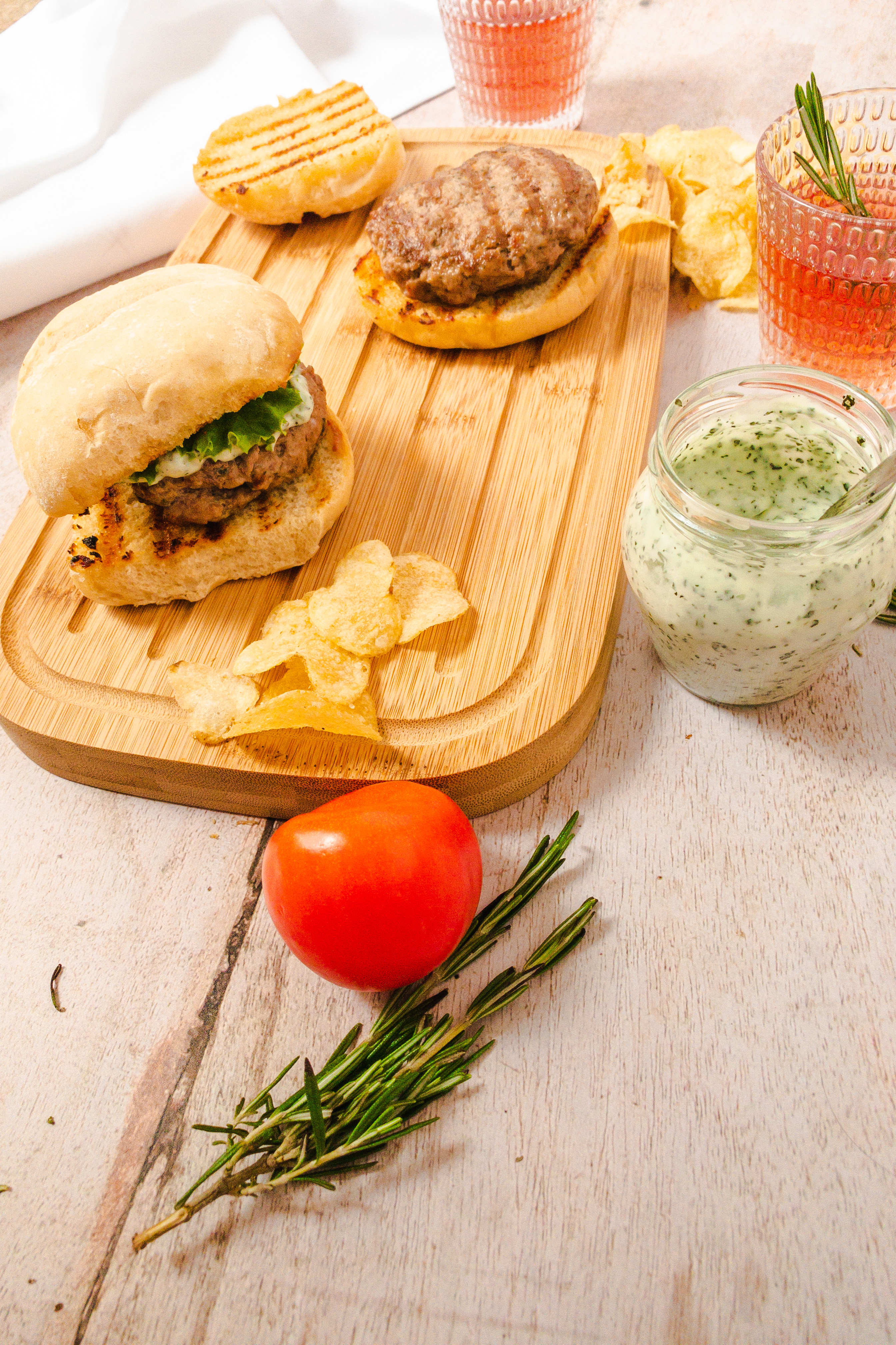 Lamb Burgers with Cheats Mint Mayo
