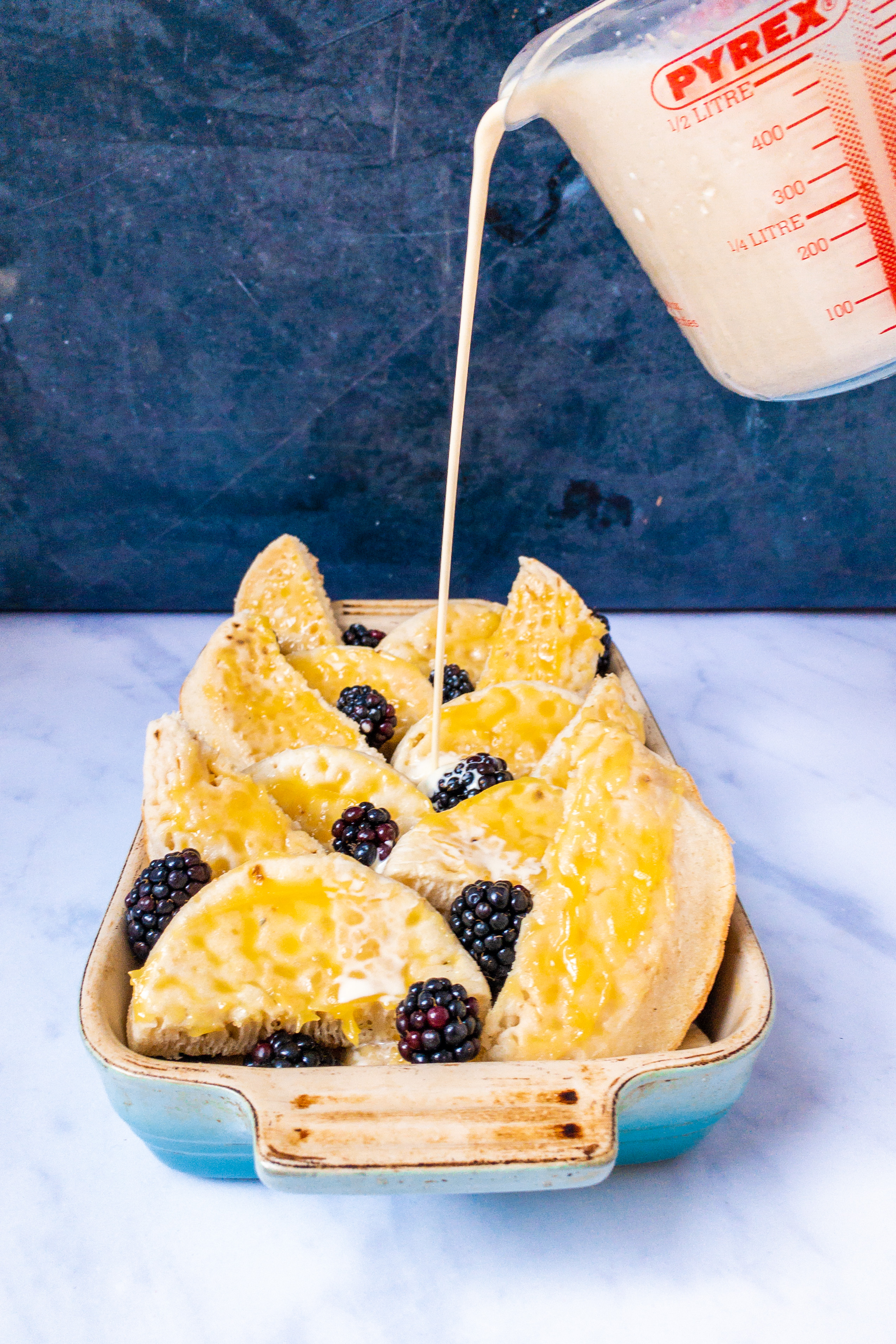 Lemon and Blackberry Crumpet Pudding