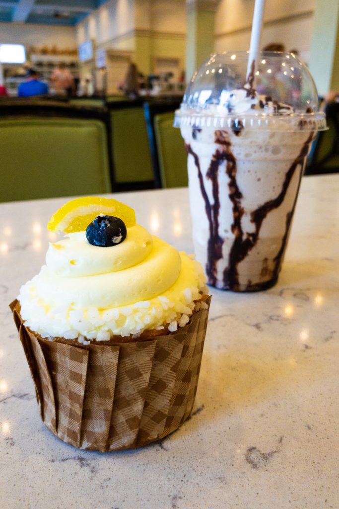 lemon cupcake with blended mocha