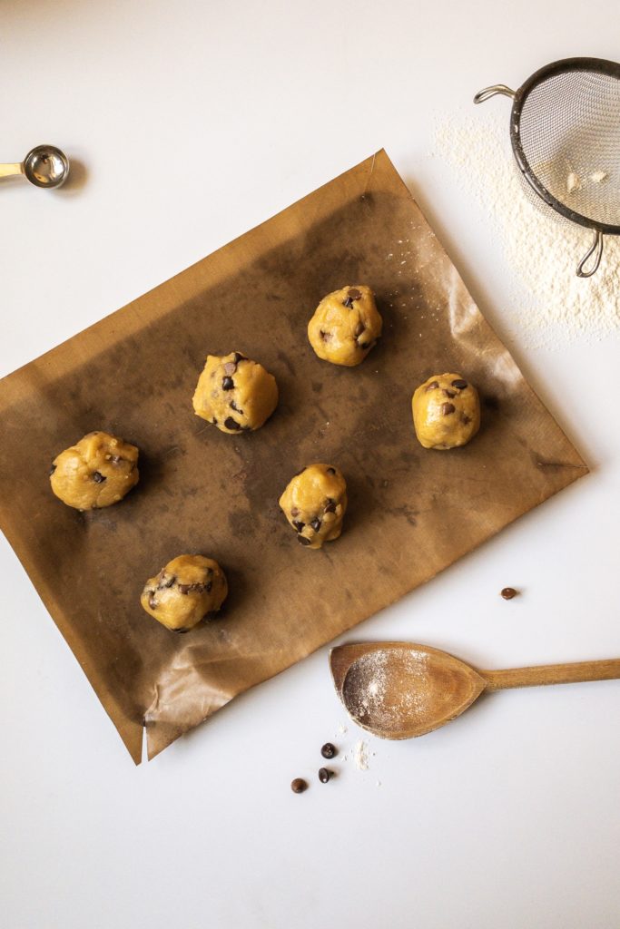 Tahini Chocolate Chip Cookies Before Baking