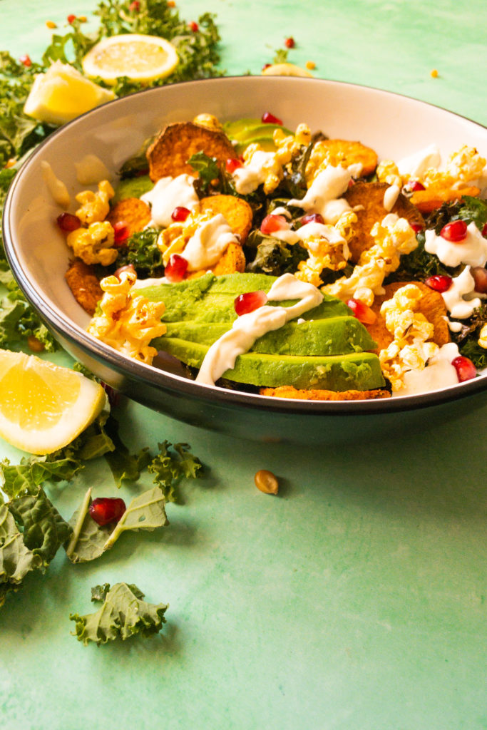 Crispy Kale and Sweet Potato Salad