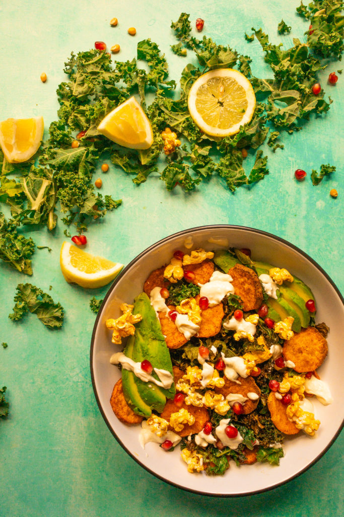 Crispy Kale and Sweet Potato Salad