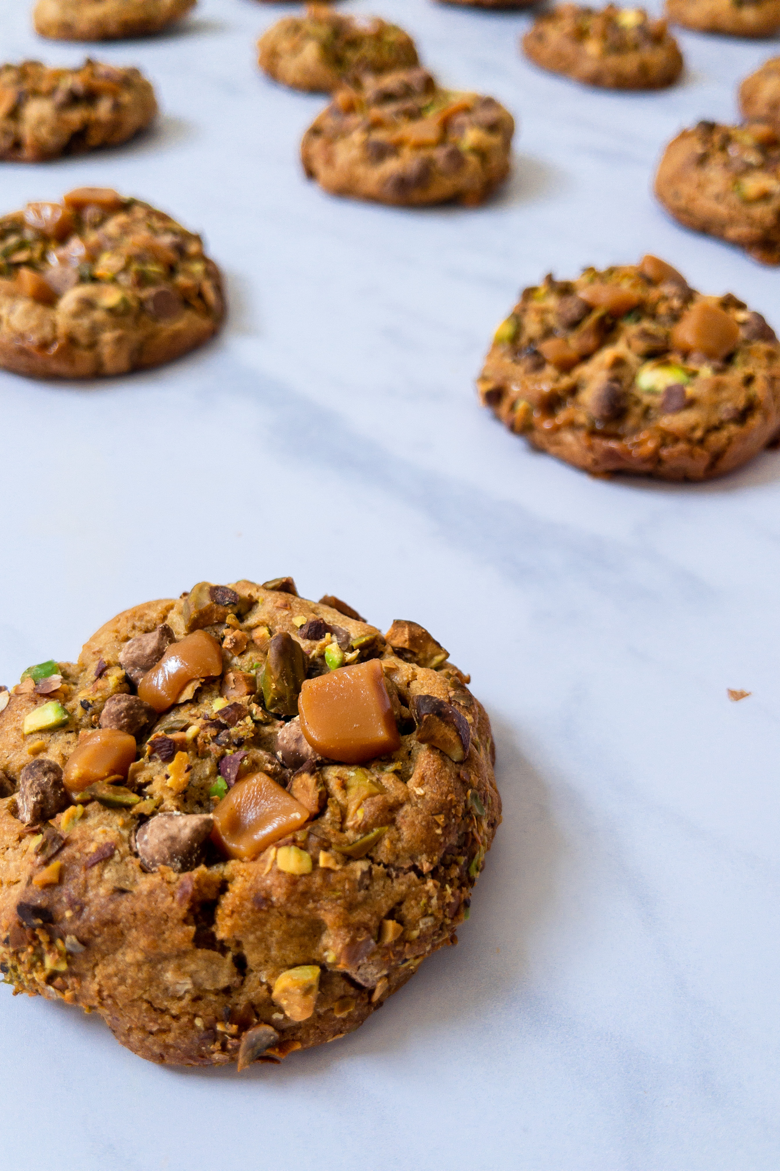 Pistachio Toffee Chocolate Chip Cookies