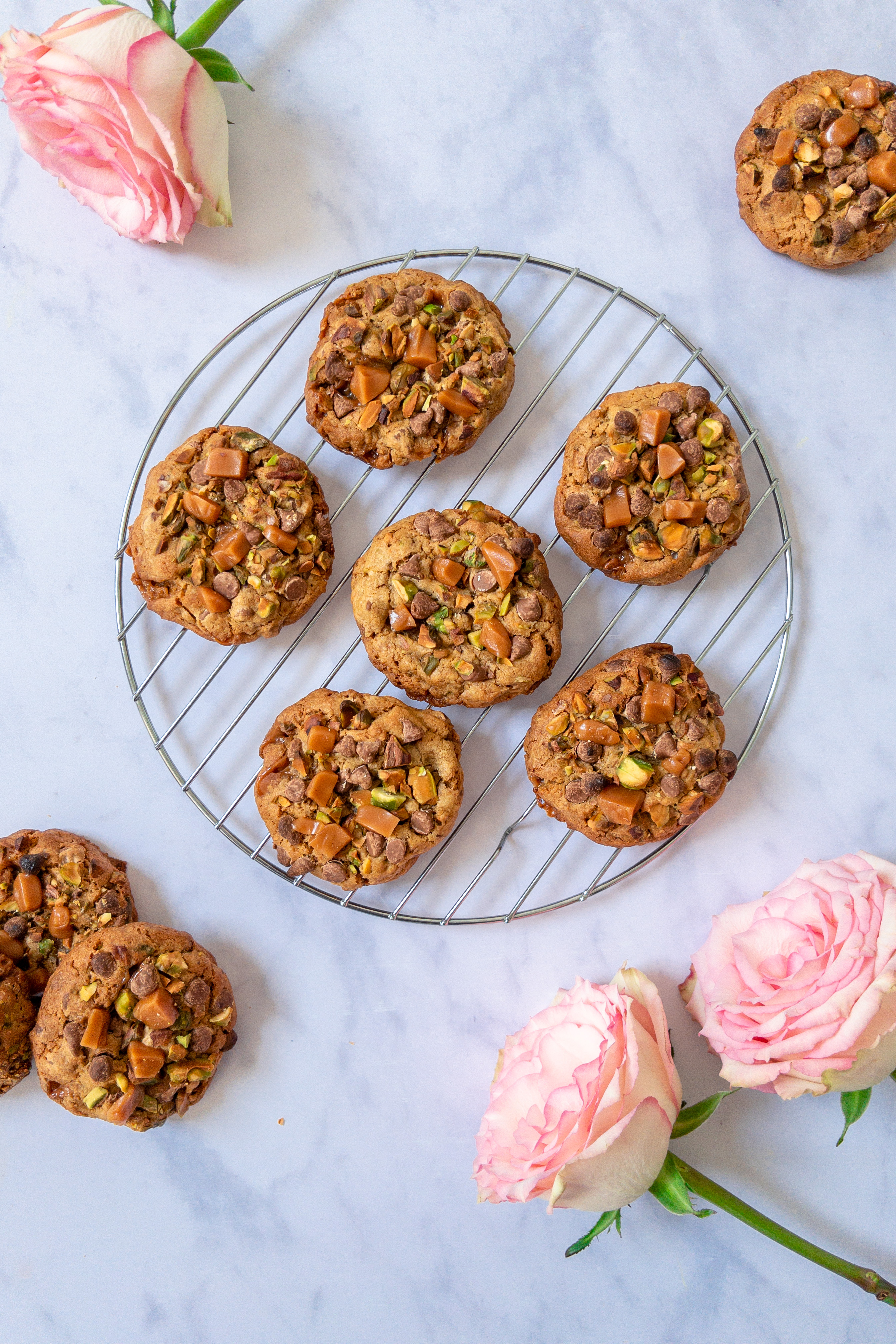 Pistachio Toffee Chocolate Chip Cookies